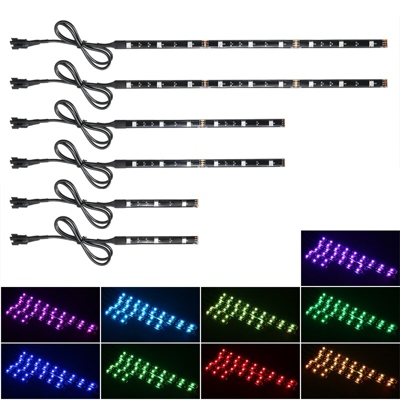 Bande lumineuse néon LED pour moto, 6 pièces, rvb, 15 couleurs, lumières sous télécommande, 5050SMD, pièces décoratives pour voiture
