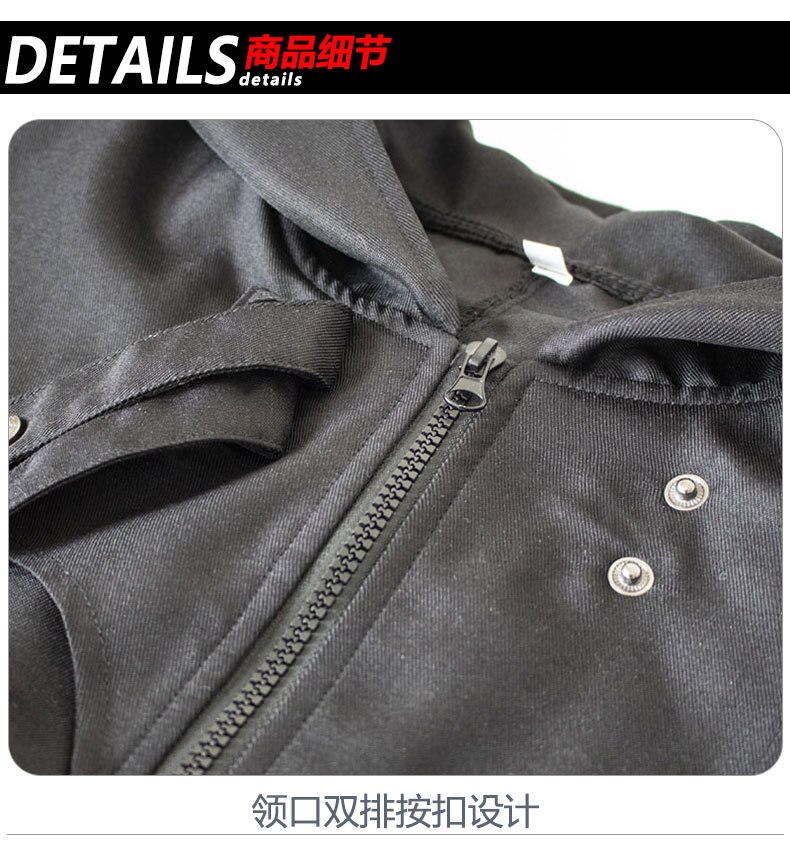 Autumn Winter Men's Retro Jacket Trench Slim Gothic Style Coat with Hooded Men's Clothing Halloween Cos Dress