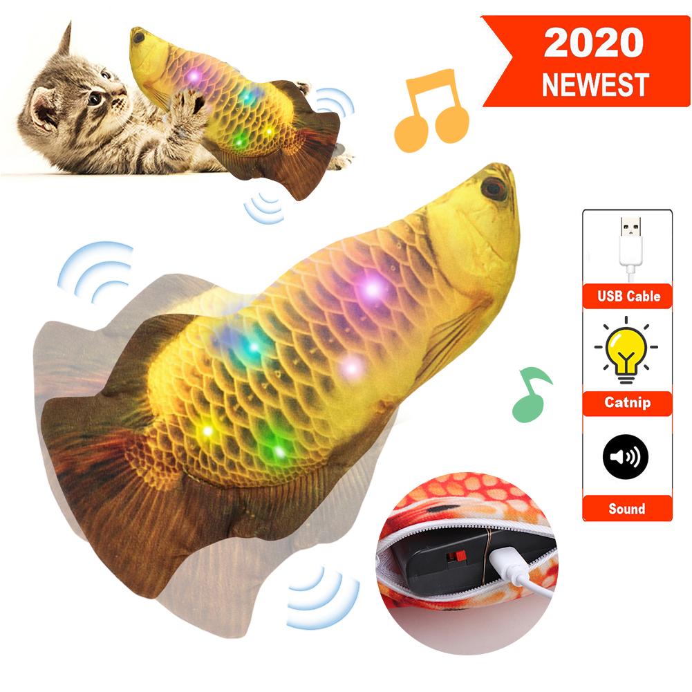 Electric Moving Fish Cat Realistic Plush Simulation Electric Wagging Fish Cat Toy Catnip Kicker Toys Funny Interactive Pets Pill: 9
