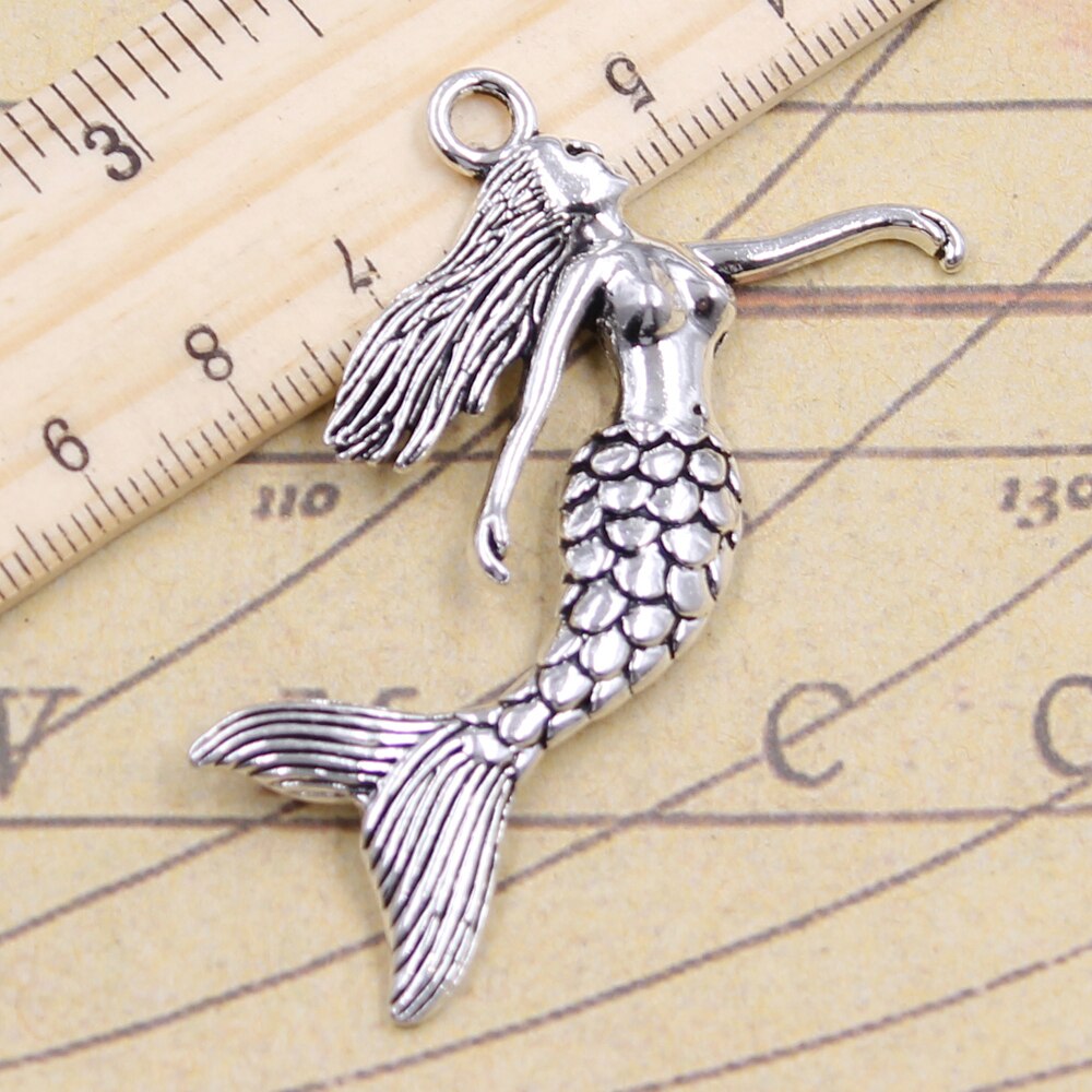 5 Pcs Charms Dansen Mermaid 57X53 Mm Tibetaans Zilveren Kleur Hangers Antieke Sieraden Maken Diy Handgemaakte Craft Hanger