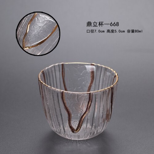 Japanske snapseglas kop krusning guldkant whiskyglas vintage vinglas home kieliszki do wina juice glas  ac50gc: Stil 7-80ml