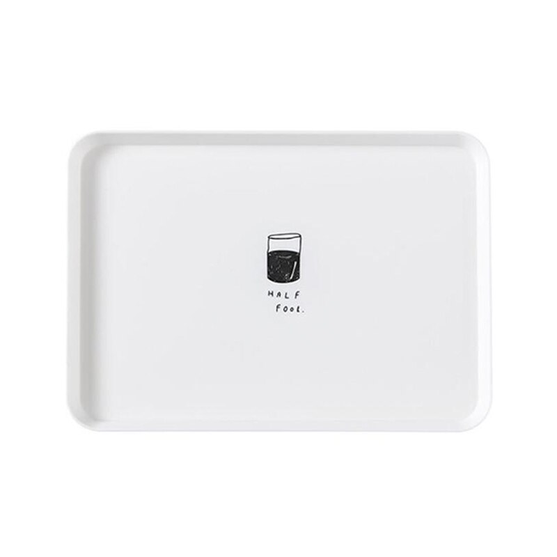 Plastic Plate Rectangular Breakfast Service Plate Household Simple Bread Breakfast Plate Snack Serving Plate Small Tray: cup