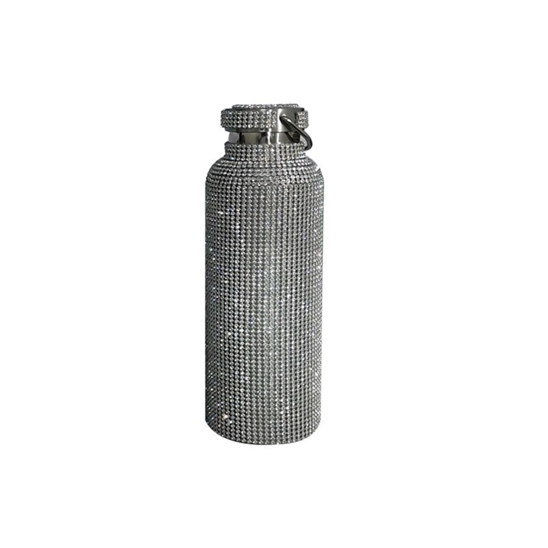 350/500/750 Diamant Water Fles Thermos Thermoskan Rvs Warmte Thermos Draagbare Zilver Water Flessen: 750ml A