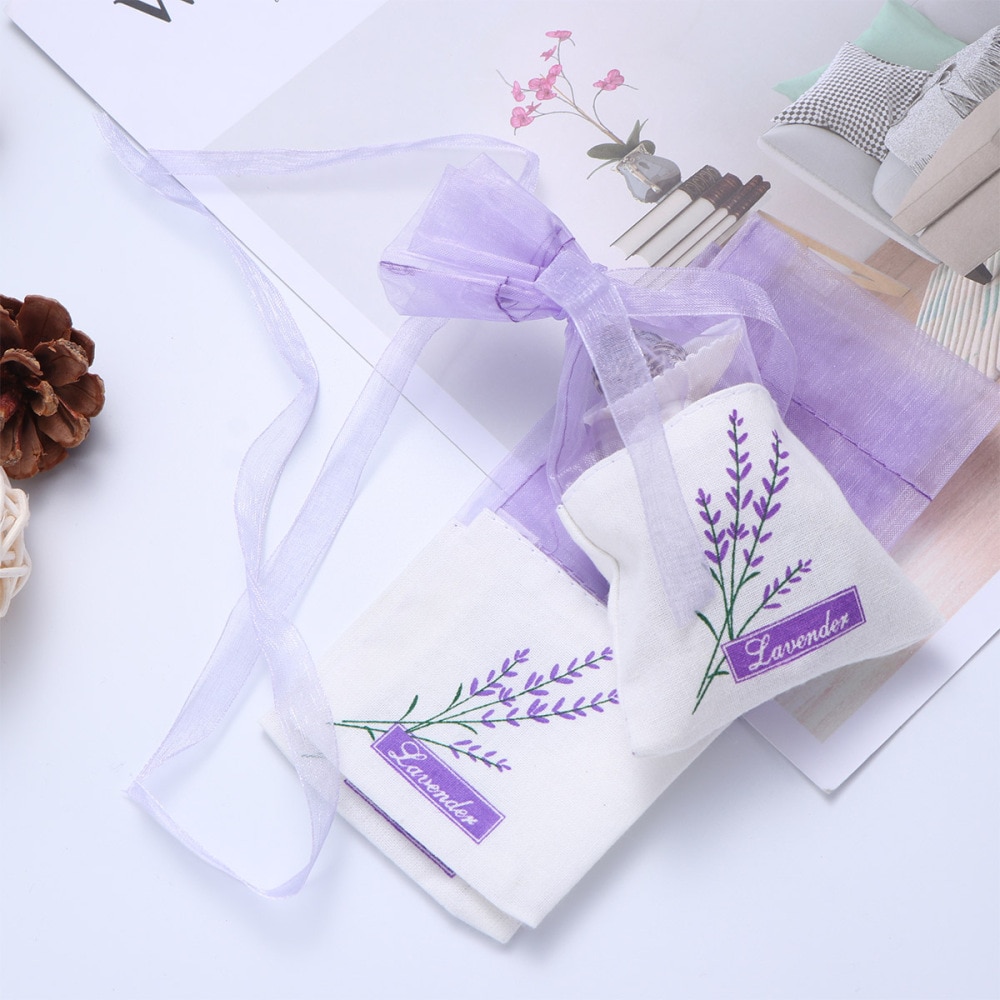 10pcs Floral Printing Lavender Bags Empty Fragrance Pouch Sachets Bag for Relaxing Sleeping Light Purple: As Shown