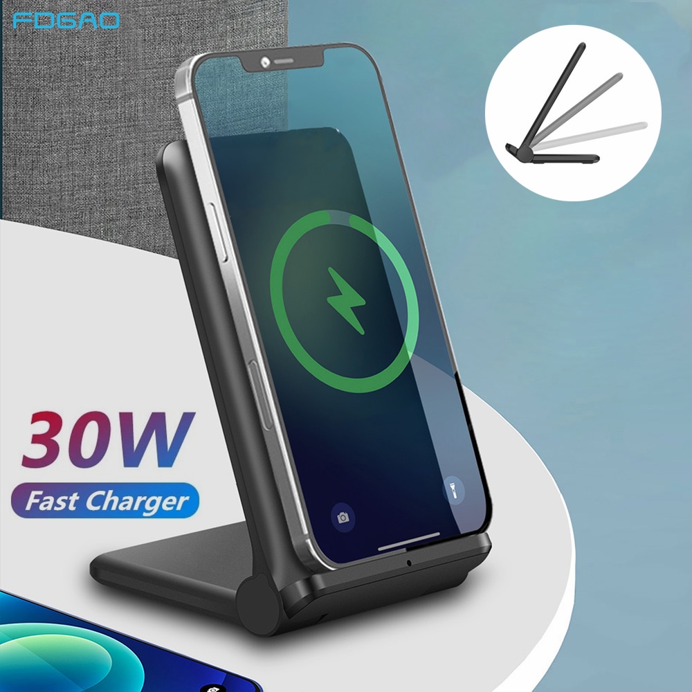 30W Quick Charge Qi Drahtlose Ladestation Für Samsung S20 S21 Faltbare Schnelle Lade Dock Halter Für iPhone 13 12 11 XR X XS 8