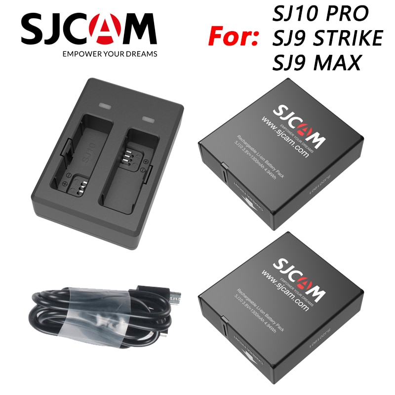 Sjcam SJ10 Pro Dual Charger 1300Mah Li-Ion Batterij Voor Sjcam SJ9 Strike SJ9 Serie SJ10 Pro SJ10X 4K actie Camera Accessoires