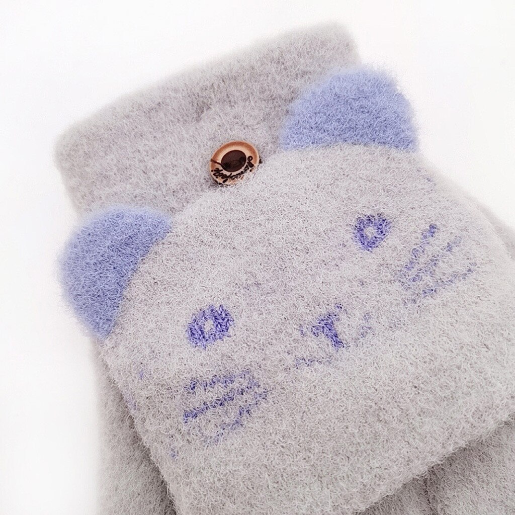 Mitaines d'hiver en laine tricotée pour -né, en velours épais pour enfants, garçons et filles, motif dessin animé, couleur Patchwork, gants chauds tricotés # C