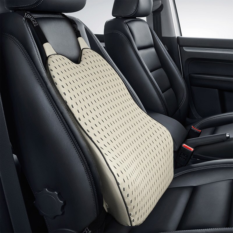 Car Lumbar Support Lumbar Support Soft and Comfortable Memory Foam Car Seat Lumbar Cushion Pillow Belt Adjustable Lumbar Cushion: beige back