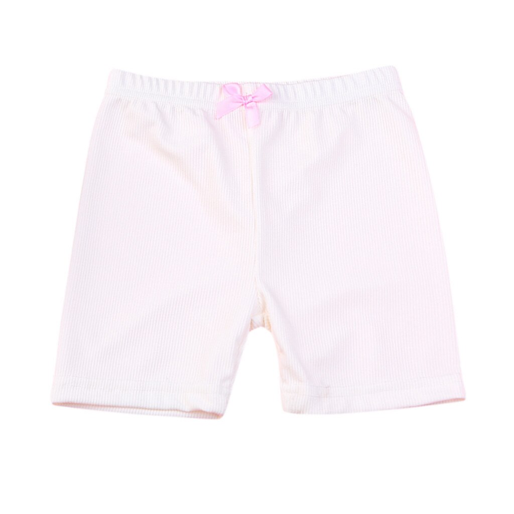 4Pcs Peuter Elastische Taille Zweet Shorts Katoen Kinderen Kid Baby Meisjes Effen Kleur Shorts Roze Boog Veiligheid Broek Ondergoed