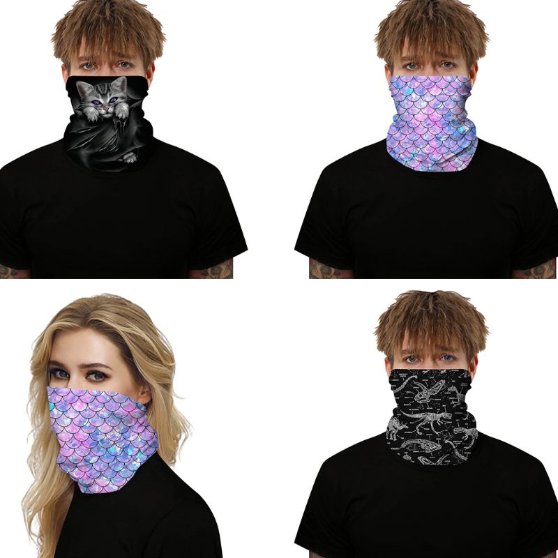 Unisex Magic Bandana Neck Gaiter Tube Dinosaur Fossils Fish Scales Digital Print Motorcycle Multifunctional Face Mask