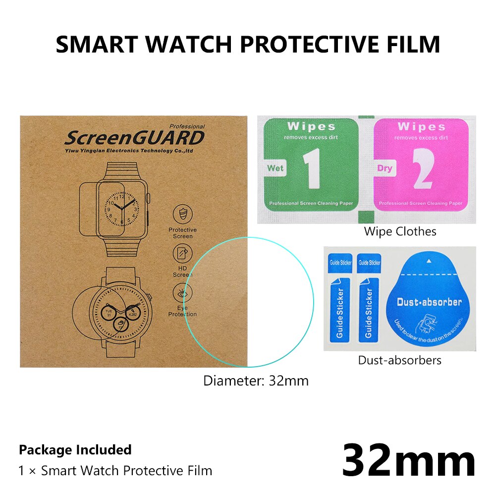 Zegarek ochraniacz ekranu 23-34mm średnica szkło hartowane ochronne dla inteligentnego zegarka dla Huawei Samsung Gear S2 S4 Lg zegarek: 32mm diameter