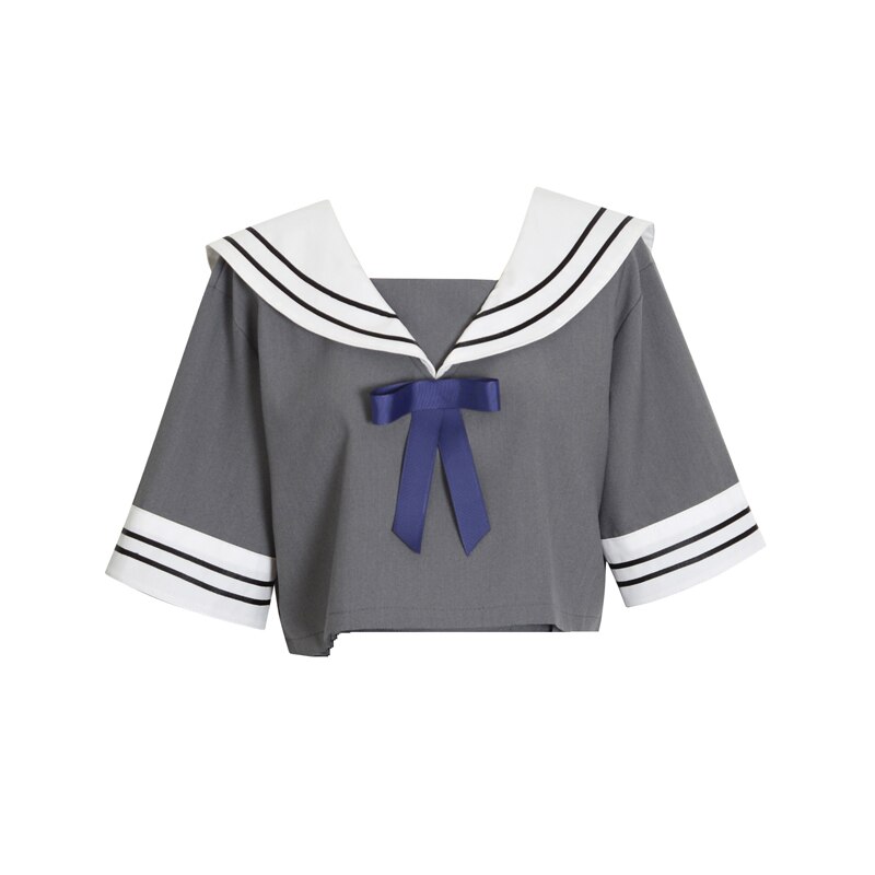 Japanese Style School Uniform For Girls Grey JK Skirt Lolita Sailor Suit Halloween Costumes For Woman: TOP / L