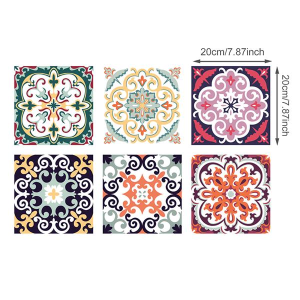 Marockansk stil färgglada retro blommor mönster kakel golv väggdekal 20*20cm*6 st kök trappa toalett affisch vinyl konstdekal: Design 3