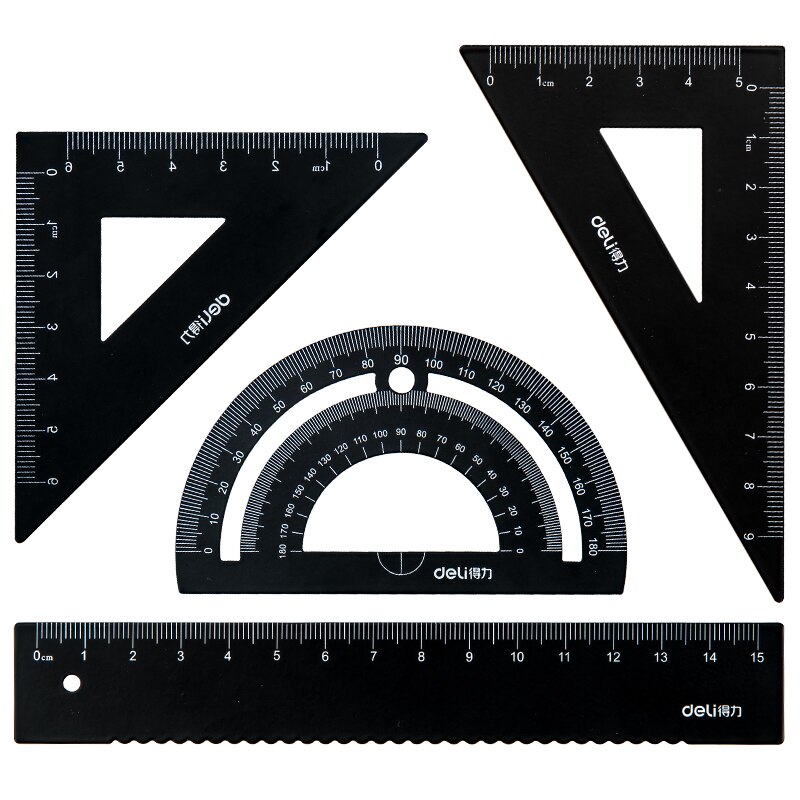 Deli aluminium linjal set ritning mätning triangel linjal rätlinjal gradskiva ritmaterial geometri linjaler set