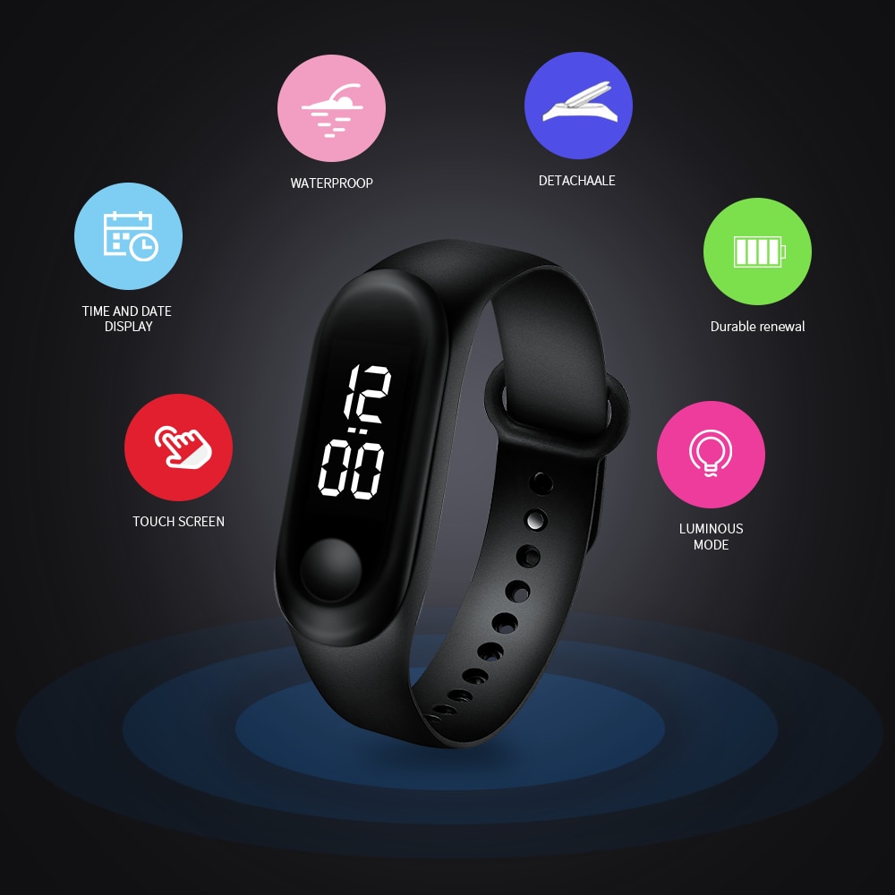 Herreklokke sportsklokke ledet elektronisk sport digital reloj armbåndsur godterifarge silikonklokker til menn relogios masculinos