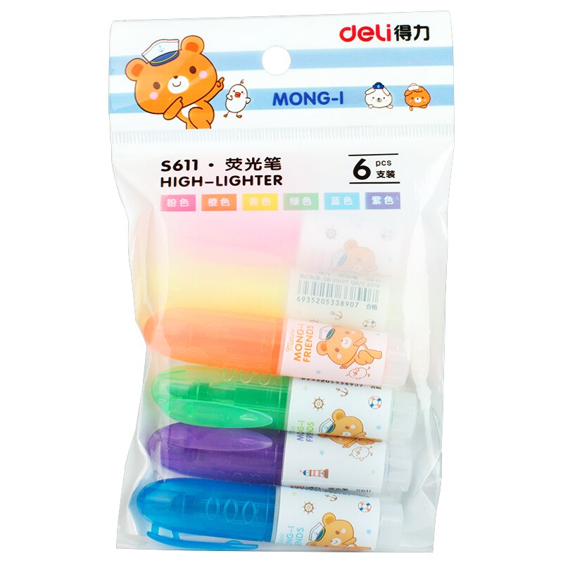 Deli Markeerstiften Pen 6Pc Kleuren Pastel Markers Fluorescerende Pen Aquarel Markeerstiften Tekening Schilderen Art Stationair