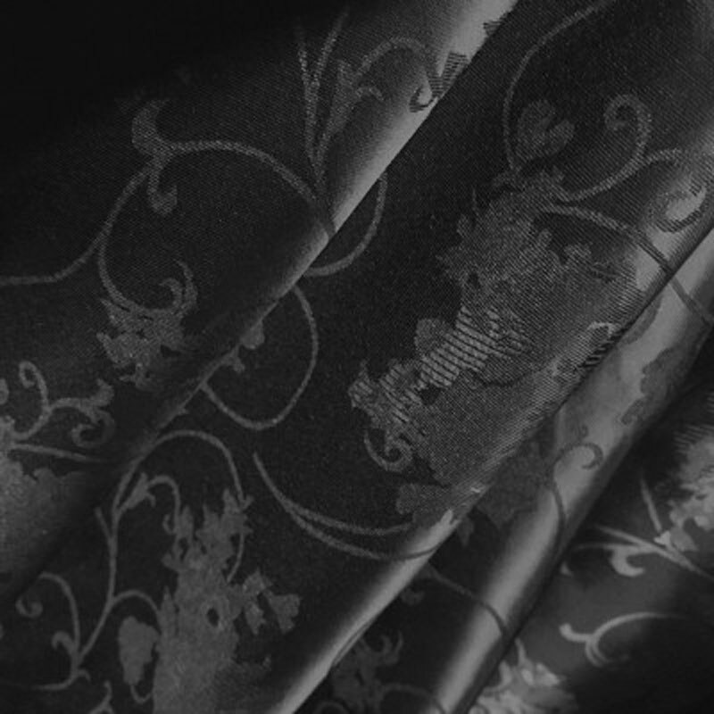 Sort lilje blomst jacquard bomuld polyester jacquard foring stof 50 x 135cm til diy syning