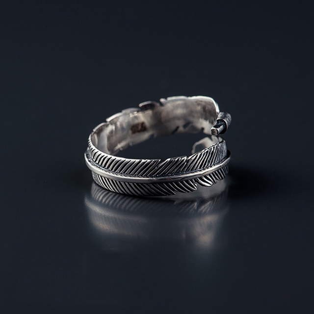 Real 925 sterling silver feather rings for women wedding ring anillos mujer de plata 925 sterling silver jewelry