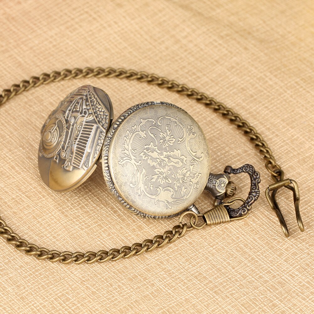 Quartz Pocket Watch Train Steampunk Bronze/Silver/Gold Pendant Watches Unique Clock with LED Fob Watch reloj