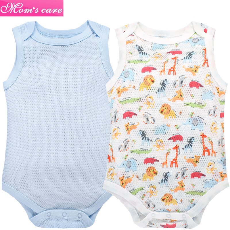 Y473 sommar coola babykläder kroppskläder sommar ultratunn bomullsnät babykläder babydjur tryck 2 st/set