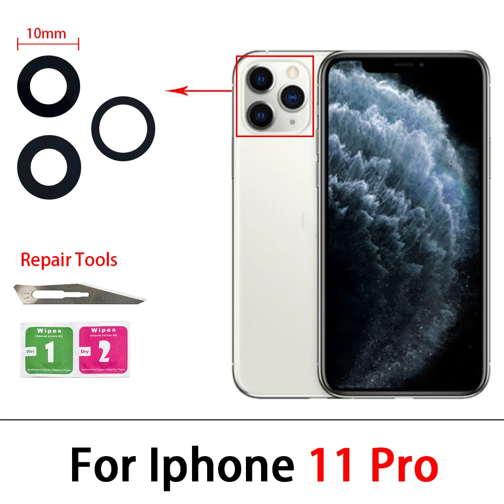 2Pcs，Rear Back Camera Glass Lens For IPhone 15 14 Plus 13 12 mini 11 Pro Max Camera Glass With Glue Adhesive Sticker Repair Tool: PURPLE