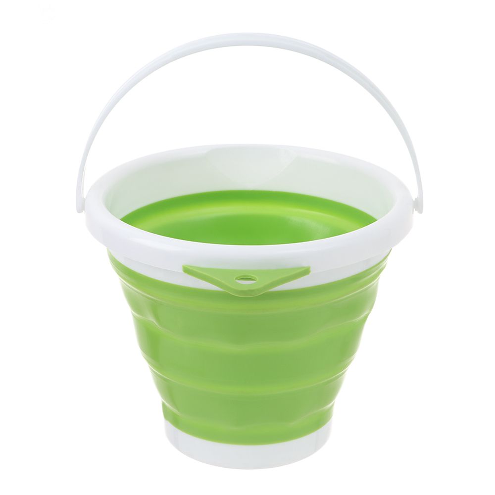 5/10L Portable Foldable Bucket Basin Tourism Outdoor Clean Bucket Fishing Camping Car Wash Mop Folding Buckets with Handle: White Green 10L