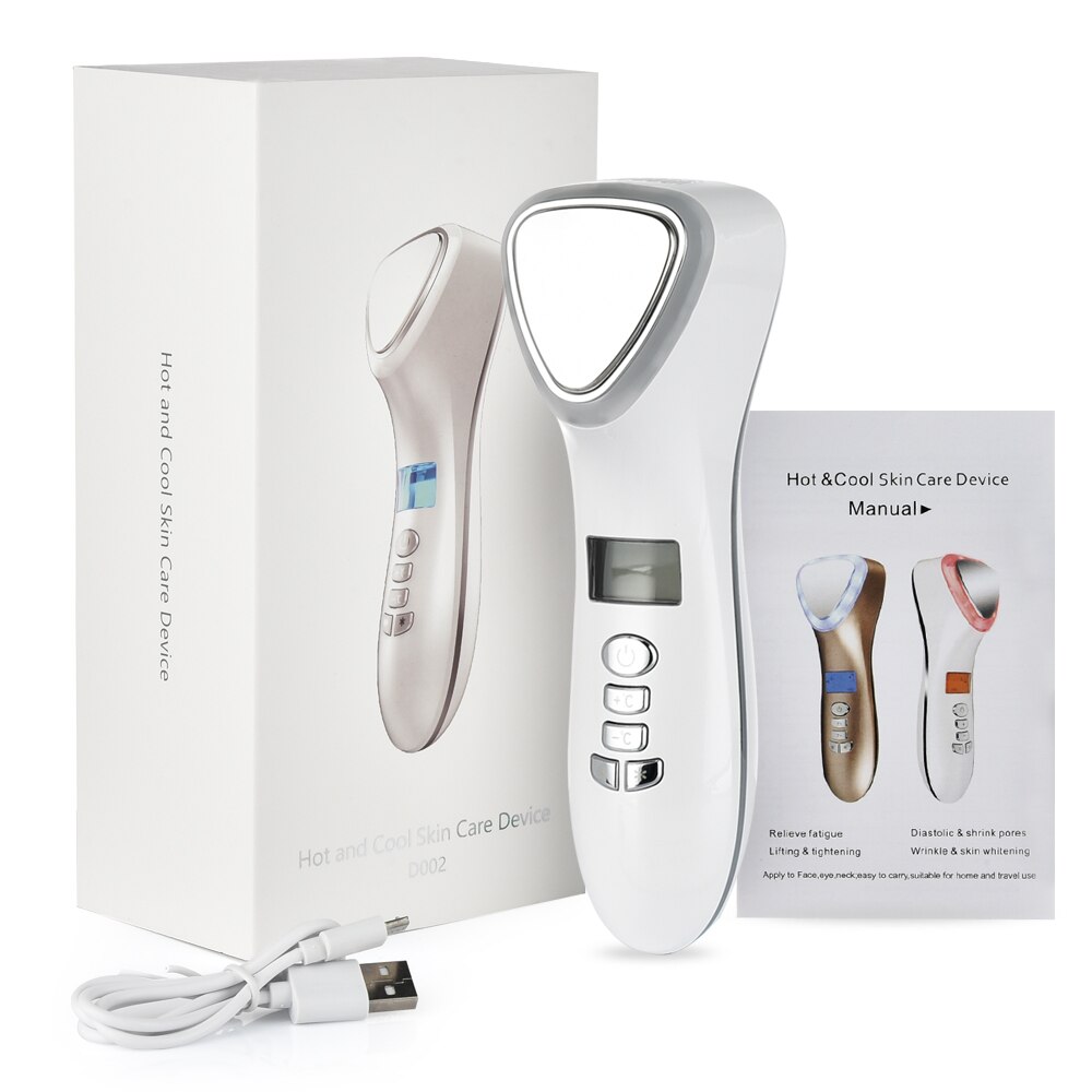 LED Light Beauty Devices Cold Hammer Skin Rejuvenation Ultrasonic Vibration Massager Face Lifting Tool Machine Cryotherapy