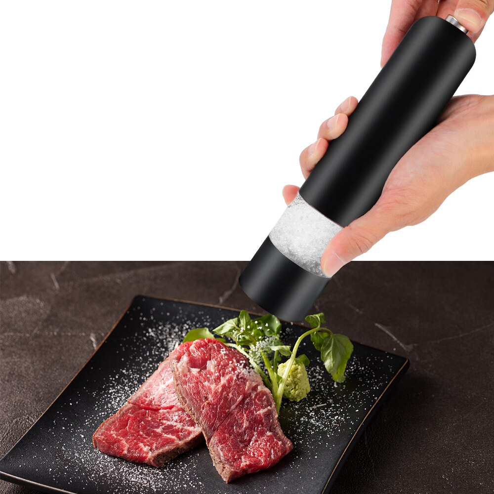 Botella de condimentos para cocinar, molinillo de especias con luz LED, para restaurantes, accesorios de cocina, pimienta, molinillo de sal automático eléctrico
