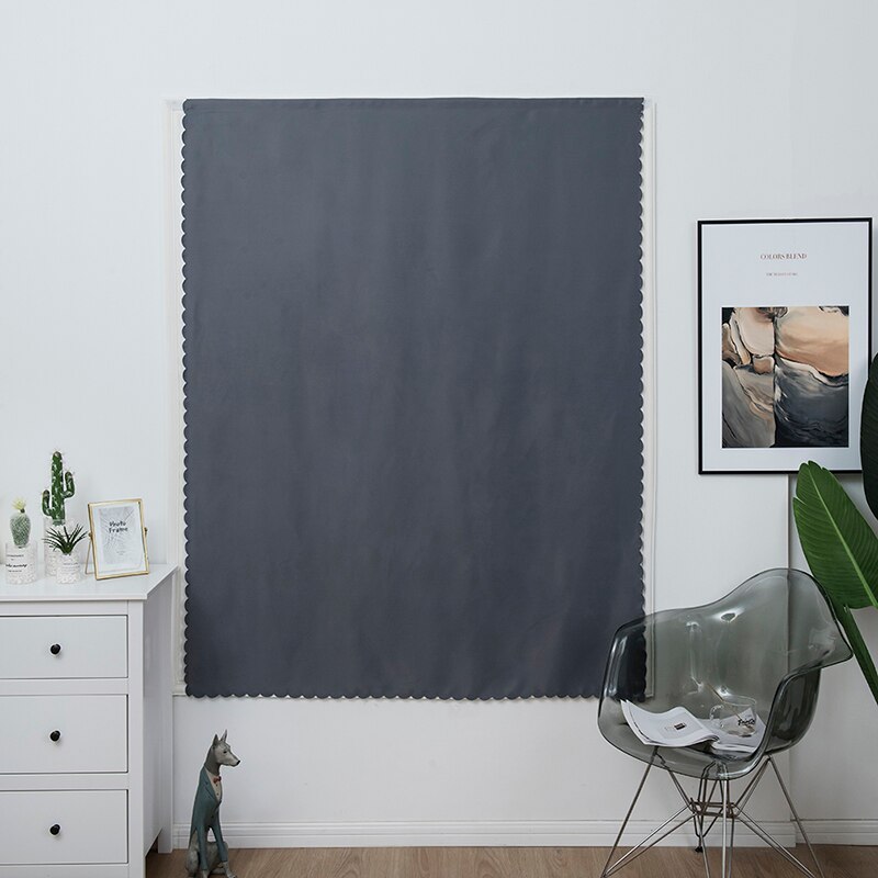 Klittenband Punch-Gratis Installatie Verduisteringsgordijn Stofdicht Effen Gordijnen Voor Keuken Slaapkamer Woonkamer Raam 6 kleuren: Dark Gray