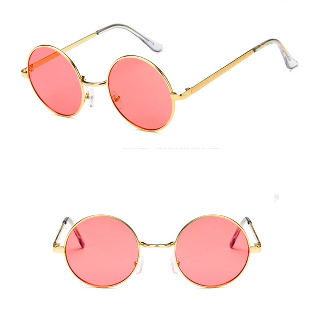 Gafas de sol redondas Vintage para mujer, lentes de Color del océano con espejo, de , marco de Metal, circulares,: Rojo