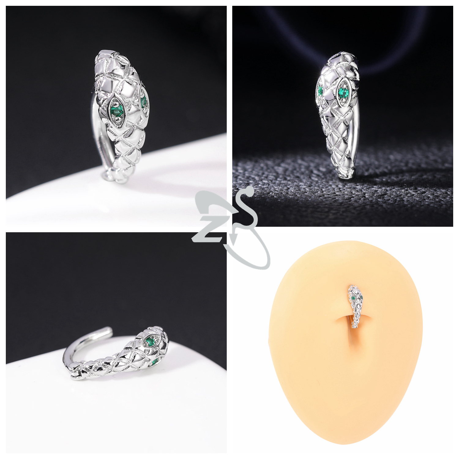 ZS 1 PC Leuke Vlinder Buik Navel Ring CZ Crystal Navelpiercings Bloem Snake Reverse Gebogen Navel Barbell Lichaam sieraden