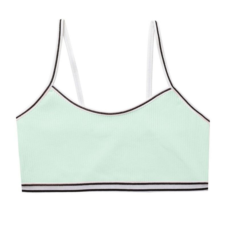 Tenåringer pubertet jente søt godteri farge sport trening bh undertøy stripet lappeteppe tråd ribbet trådløs bralette Vest 8-16t: 7