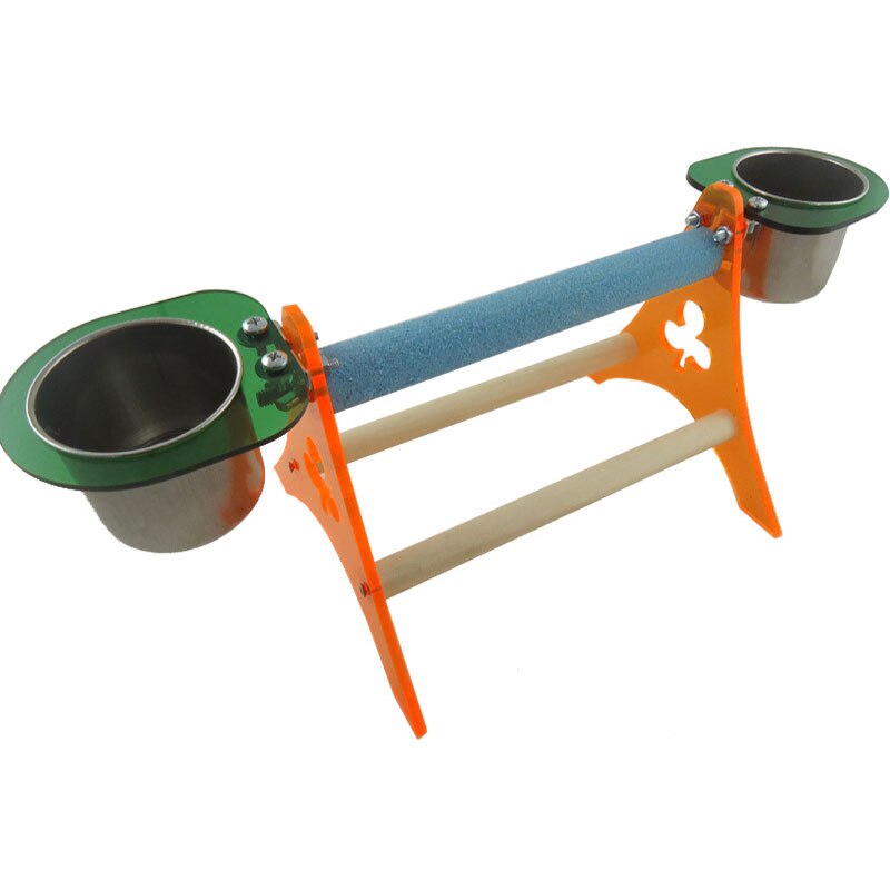 Vogel Papagei Schleifen Krallen Stange Peeling mischen Schleifen Haustier vöGel Stehen papagei drei acryl stativ mit tassen Für Papagei Vogel: mit Tasse