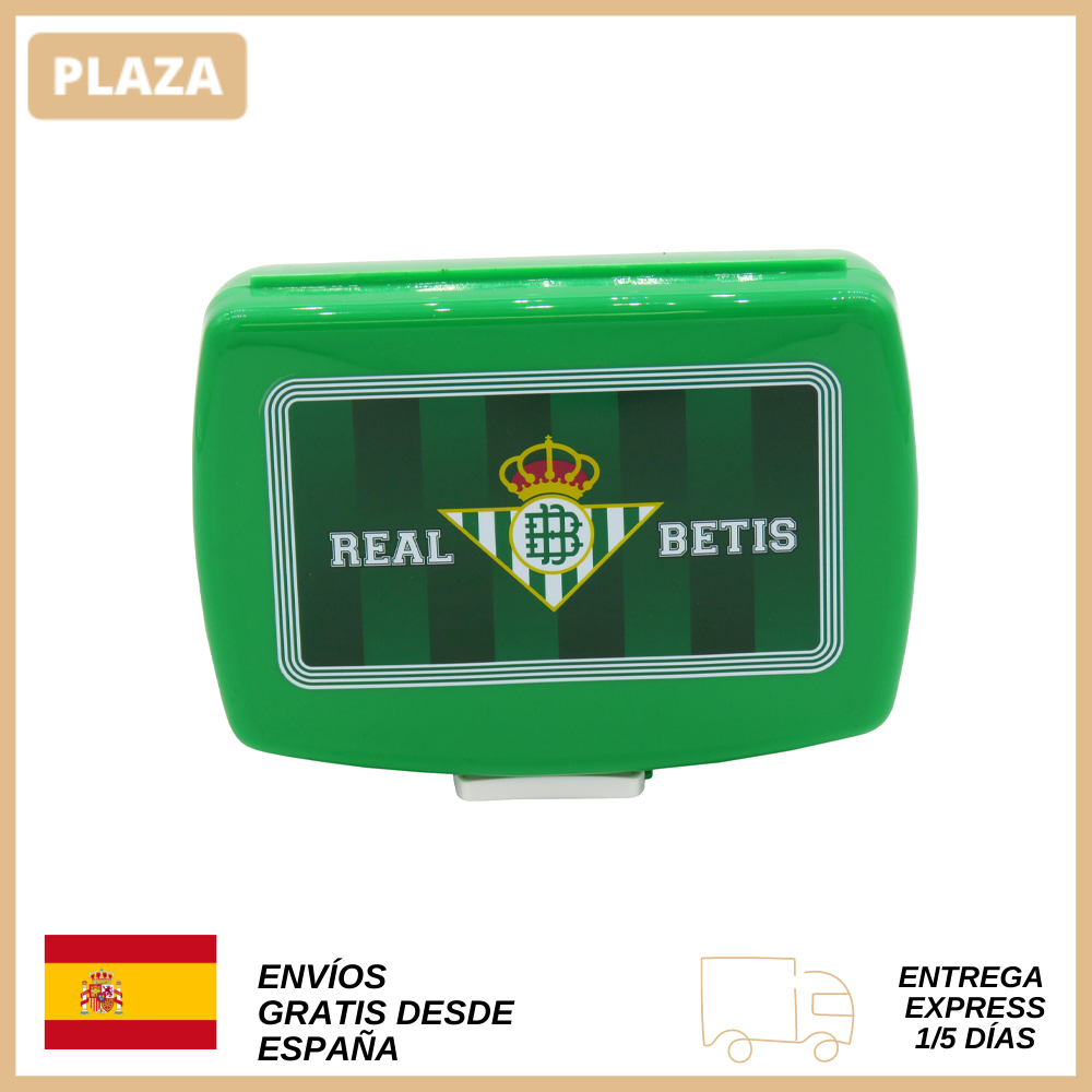 Sandwichera Betis para transportar tus alimentos al colegio, de viaje o de excursión Con cierre de seguridad para evitar derrames de su contenido Producto oficial y original Betis Portameriendas, color verde, tupper