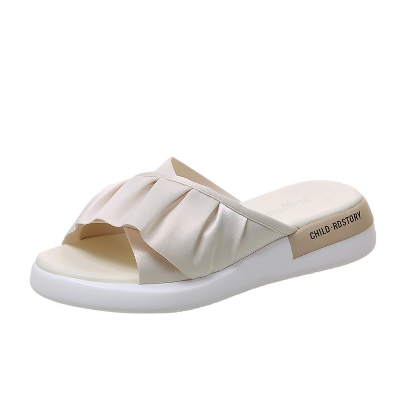 Dikke Zool Vrouwen Zomer Sandalen Hoogte Verhoogde Straat Lopen Slipper Vrouwen Flip Flop Platte Strand Sandalis Grote 40: Beige / 6.5