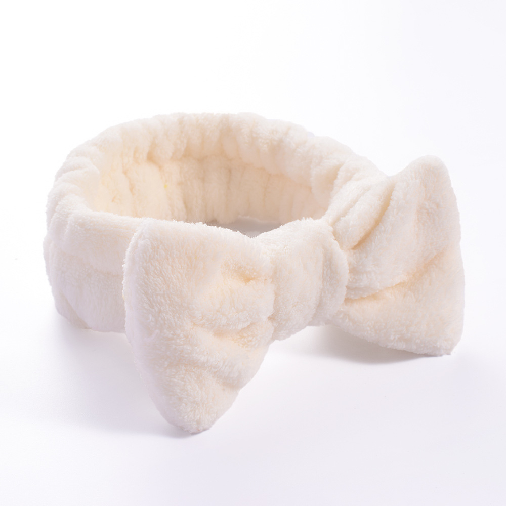 Diademas para el pelo para lavar la cara, diadema con lazo de lana Coral suave y cálida para mujeres y niñas, turbante, accesorios para el cabello de: Beige