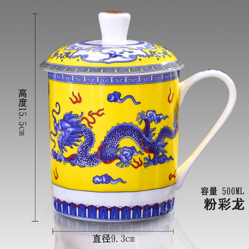 500Ml Chinese Stijl Bone China Jingdezhen Blauw En Wit Porselein Kopje Thee Kantoor Drink Cup Reizen Theewaar: 15