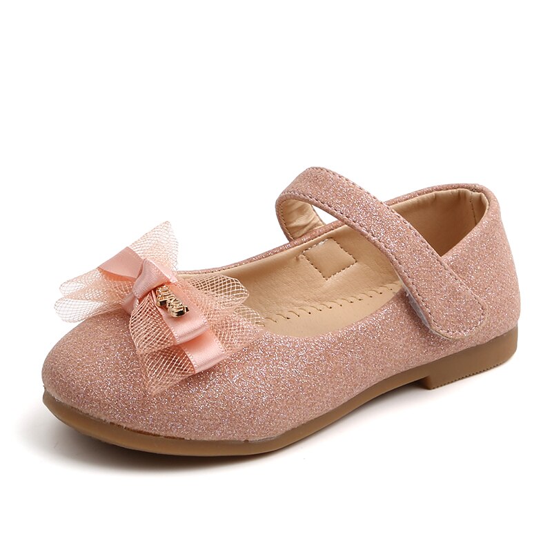 Piger festsko guld pink prinsesse sko lyst læder små pige sko til børn børn bowknot single sko: Lyserød / 11
