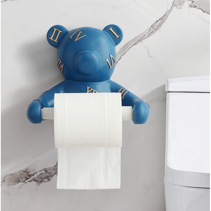 Bear Wall Mounted Tissue Box Holder Decor Animal Head Status Tissue Paper Roll Toilet Tissue Holder