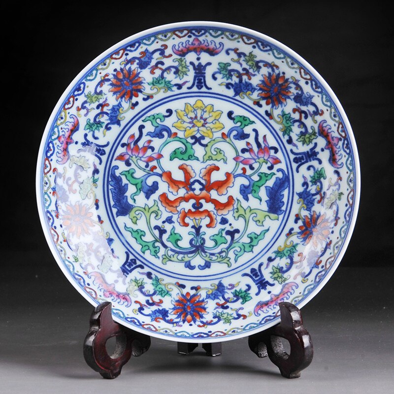 Jingdezhen Porcelain Plate Antique Porcelain Hand Painted Pastel Blue And White Ceramic Plate Hanging Plate Crafts: flower