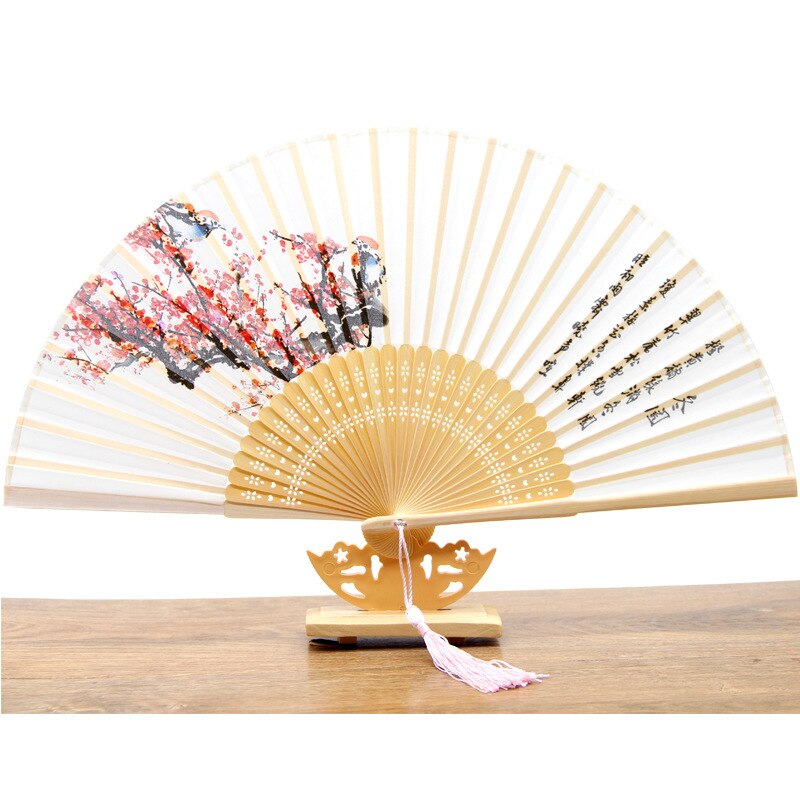 Echte Seide Frau Chinesischen Bambus Fan Sommer Fan Antike Falten Dance Fan Vintage Hochzeit Gefälligkeiten Und Bambu Hand Fans mariage: Winter garden