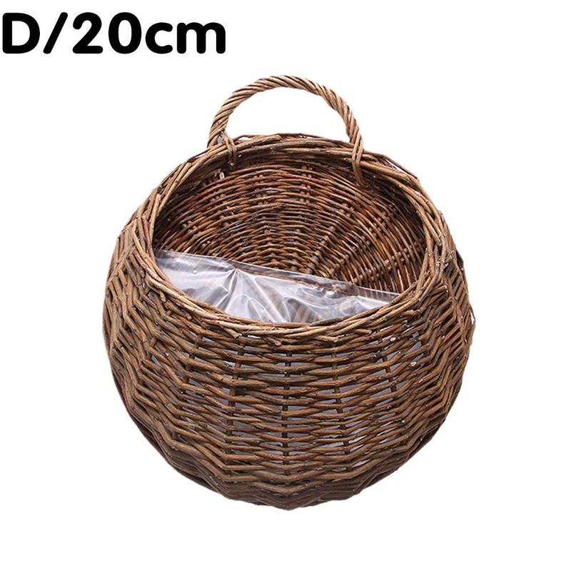 Flower Basket Wall Hanging Natural Wicker Flower Pot Home Rattan Basket Planter Container Decoration Vase Wall Storage Gard N0f8: 20CM primary color