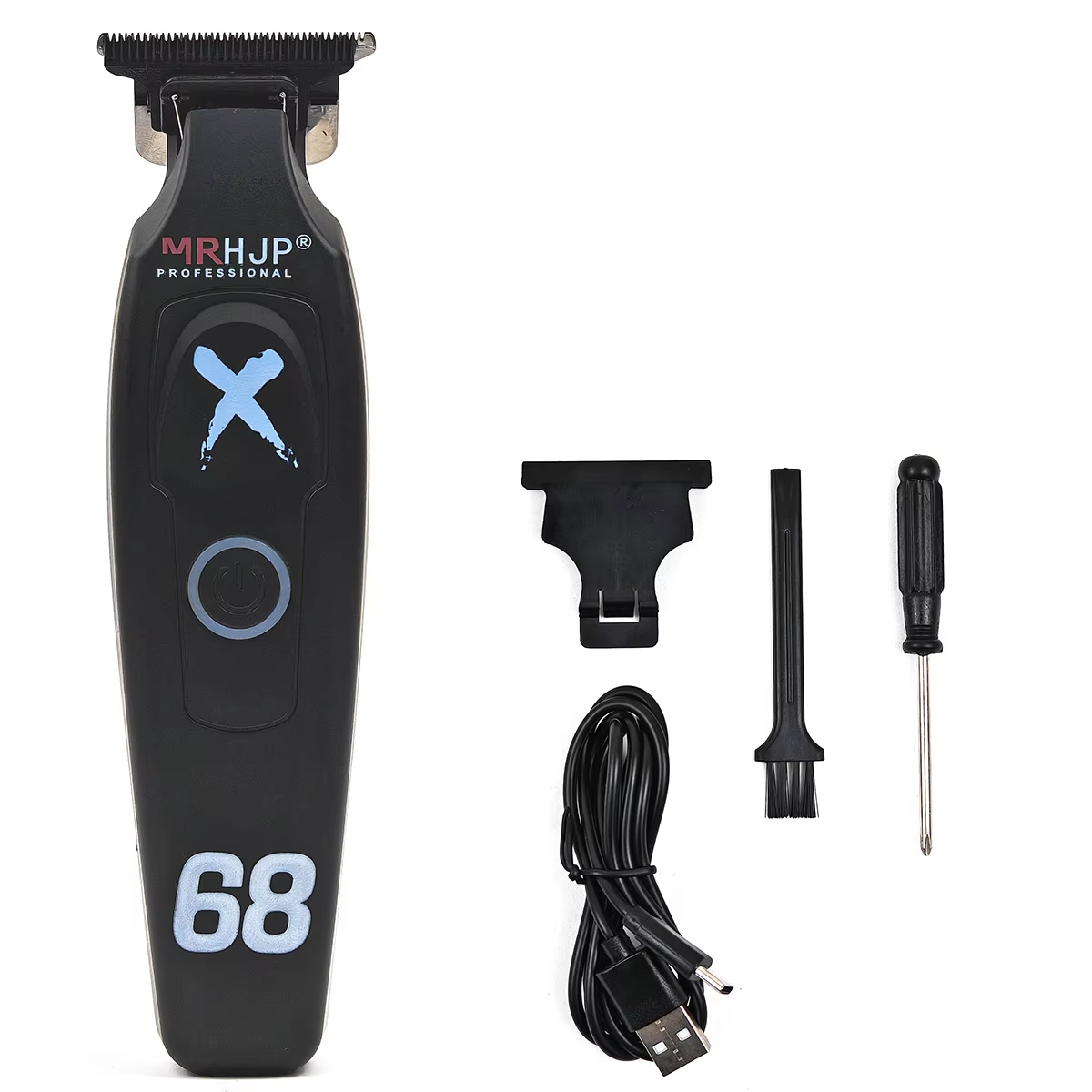 HJP D10 7000 rpm 1800 mAh Professionele heren Tondeuse 0 Afstand DLC Blade Hoge Snelheid Geluidsarme Tondeuse voor Kapper: Black