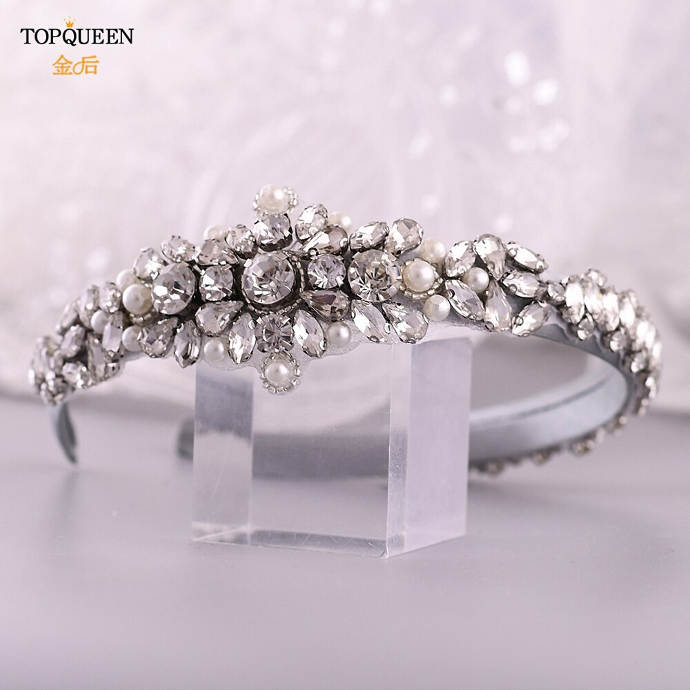 TOPQUEEN S387-FG Luxus Strass Hochzeit Stirnband Stunning Kristall Haar Schmuck Braut Haar Tiara Barock Stirnbänder Headwear: S350-FG