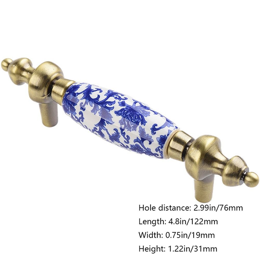 Porcelain Flowers Blue And White Furniture Antique Dresser Cabinet Handles Door Handle Pull Handles Drawer Knobs: Ivoor