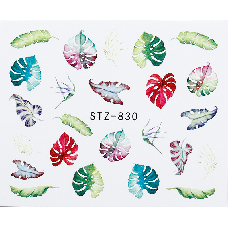 1 pcs Nail art water stok bloem kleurrijke decoratie sticker tips: STZ-830