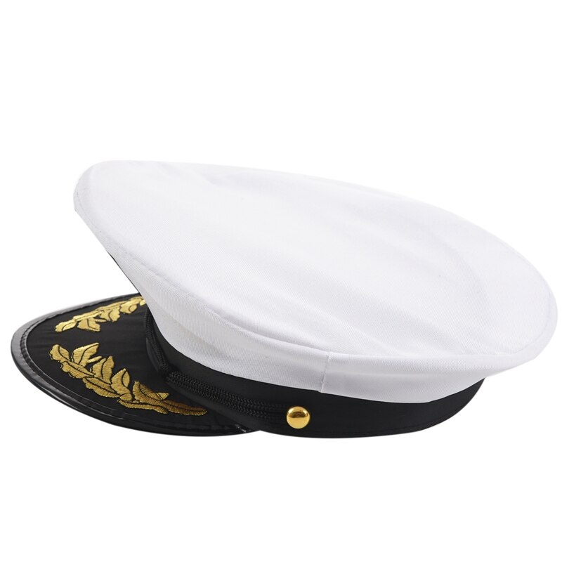 Voksen yacht båd kaptajn hat marineblå cap skib sømand kostume fest fancy kjole sort + hvid