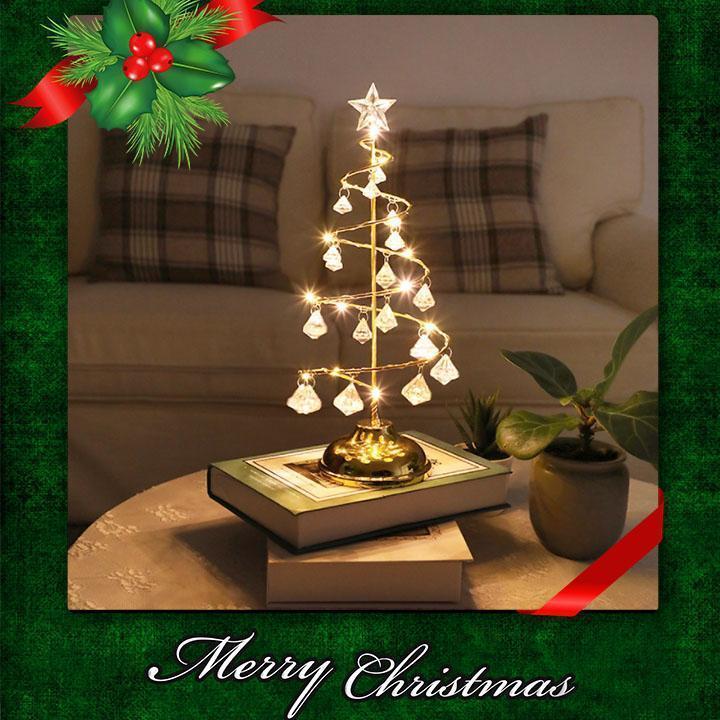 Mintiml jul glas træ lys op juletræ led bordlampe xmas dekor dekoration: Guld (varmt lys)
