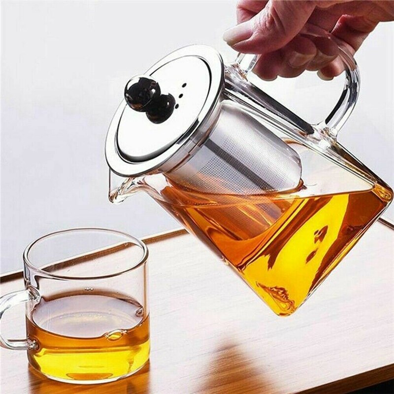 350/750ML clair résistant à la chaleur verre clair théière cruche W infuseur café thé feuille à base de plantes Pot fleur théière lait jus conteneur