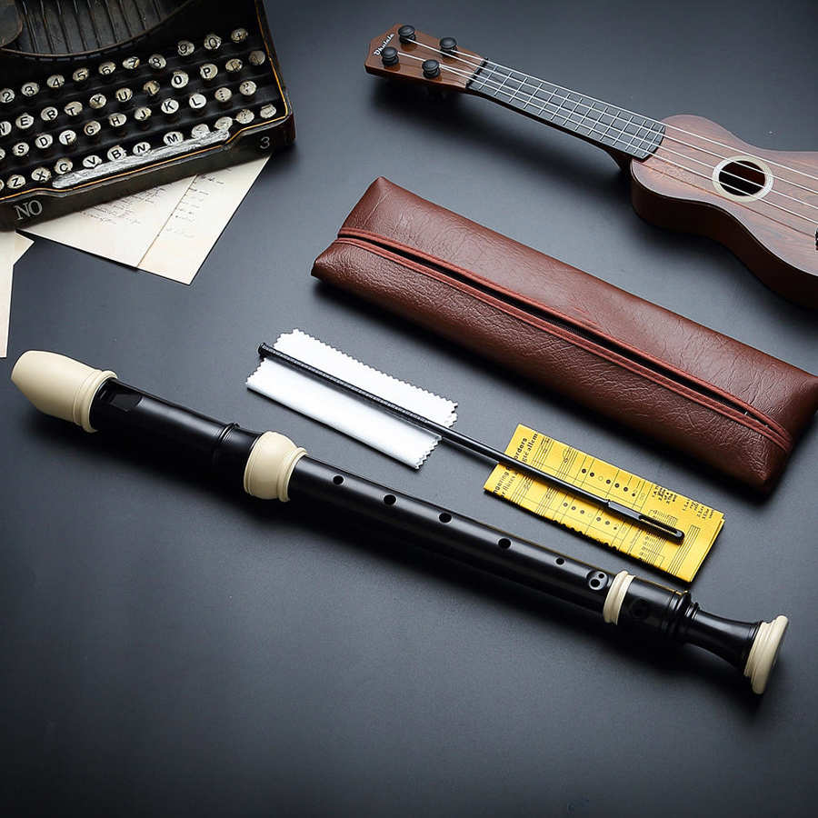 Alto Recorder 8 Hole F Key Resin Alto Recorder 3-Piece German/Baroque Fingering Wind Instrument with Cleaning Kit and Carry Bag